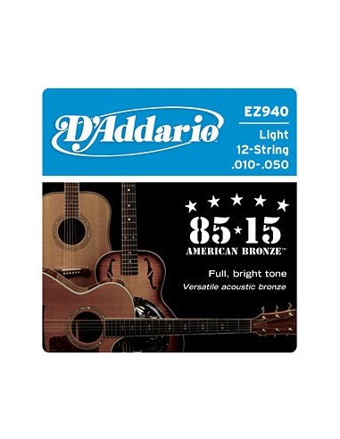 Corzi Chitara Acustica D'Addario EZ940  85/15 : 010/010 - 014/014 - 008/w022 - 012/w030 - 018-/w040 - w026/w050.