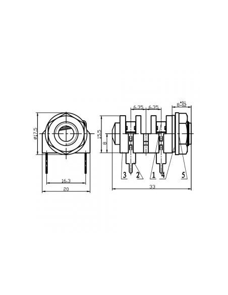 HICON jack (6,3mm), 2-poli