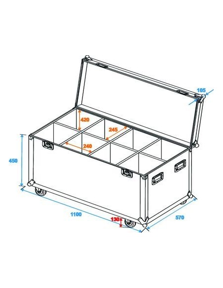 Transport case pentru 8 x PAR-64/ML-56